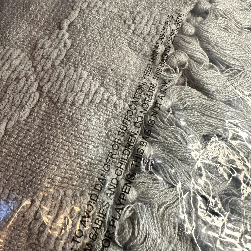 House No.9 gray jacquard chenille throw with fringe 50 X 70 inch